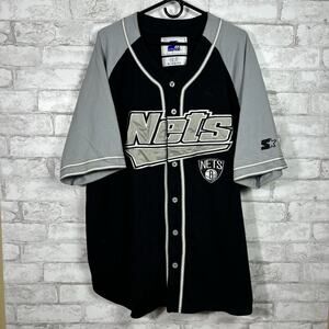 Vintage Brooklyn Nets Starter Jersey Shirt Baseball Mens 3XL NBA New Jersey Sewn